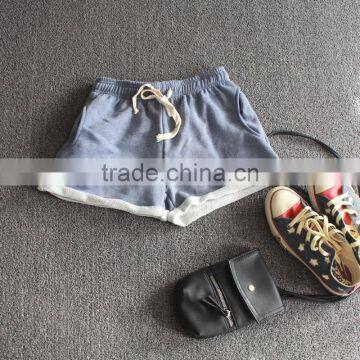 High Quality Summer Womens Sports Shorts Casual Shorts Pure Cotton Terry Flanging Wide-legged Pants photo-4