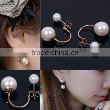 Elegant Lady Pearl Bead Gold Plated Ear Piercing Pin Earrings photo-4