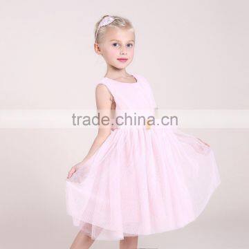 S17626A Girls Flower Pink Cute Gauze Sleeveless Dress For Girls photo-2