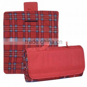 Roll-Up Picnic Blanket - Measures 52" x 47", Made From Polyester Fleece Plaid With Lining and Water-resistant PE Backing photo-4