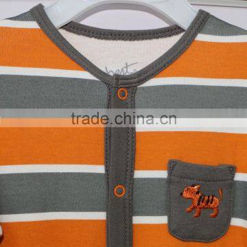 100% Cotton Plain and Full Print Baby Footie Romper With Animal Patch and Embroidery by Snap Opening or Zipper Opening photo-3