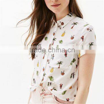 2017 High Quality Ladies Animal Print Cropped t Shirts With Back Knot photo-3