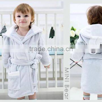 Wholesale Baby Kids Children Animal Hooded Flannel Fleece Bathrobe photo-3
