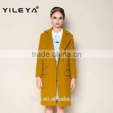 2015 Winter Latest Trendy Women Thick Korean Green Custom Coat, Ladies' Long Coat