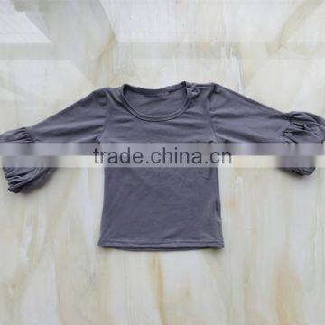 LY-087 Wholesale Persnickety Baby Girl Blank Shirt Lantern Sleeve Toddler Plain t Shirt Baby Clothing photo-4