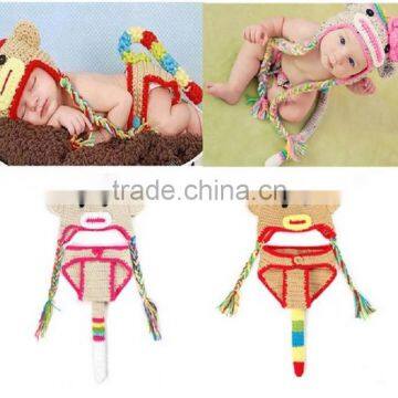 Knitted Animal Hats Soft and Colourful Yarns Handmade Baby Clothing Newborn Crochet Knit Beanie Hat Set photo-2