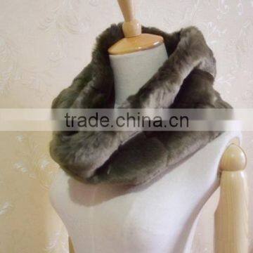 One size khaki color acrylic wholesale imitation faux fur ladies neck warmer scarves