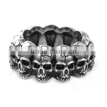 Stainless Steel Unadjustable Rings Antique Silver Skull photo-2