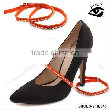 Rhinestone Chain Decorations Non Slip Shoe Laces For Heels