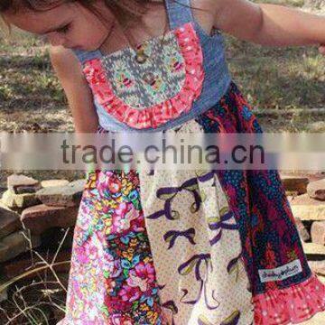 Summer 2017 Remake Cute Baby Girls Dress Multicolors Splicing Floral Clothing photo-3