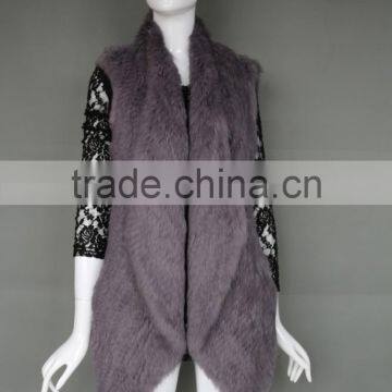 Quality custom animal sleeveless wholesale fur vest, knit fur sleeveless vest