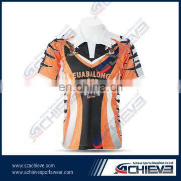 Sublimated 280g polyester classic fit free design rugby football jersey custom team rugby shirt