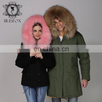 2017 new arrival winter warm thick raccoon hair hooded cheap faux fur coat