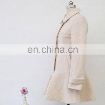 Wholesale Sweet Long Sleeve Pink Wool Dress Coat photo-4