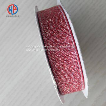 Wholesale Christmas Gift Wrap Decoration Woven Silk Glitter Metallic Ribbon photo-2