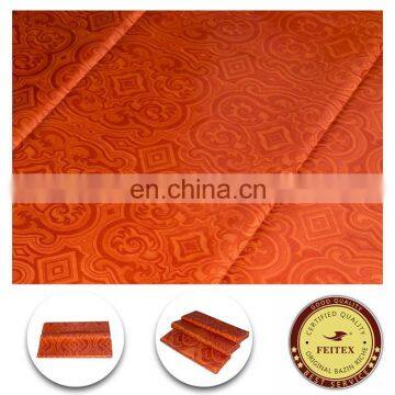 Wholesale African Clothing Garment Fabric 5 Yards/bag Orange Damask Fabric 100% Cotton Hand Made Guinea Brocade