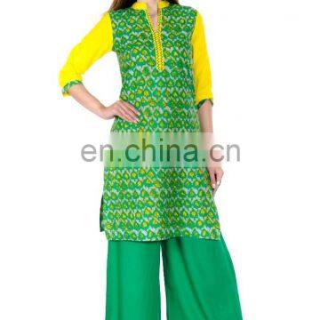 Gorgeous Handwork 100% Cotton Fabric Long Kurta Mandarin Collar Net kurti designs Lady Kurti manufacturer Jaipur India