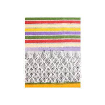 Multi-Color Stripes Border Kota Doria Screen Printed Fabric