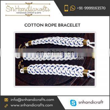 White Attractive Fashionable Cotton Rope Bracelet