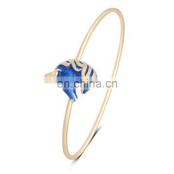 2018 New Design Silver / Rose Gold / Gold Copper Blue Enamel unicorn bracelet bangle