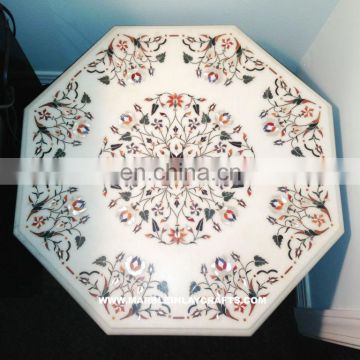 White Marble Inlaid Coffee Table Tops Exporter