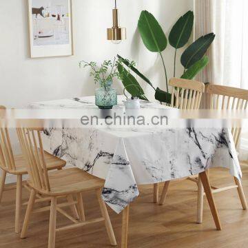 Custom Marble Printed Waterproof Linen Ruffled Party Dinner Table Cloth Tablecloths photo-2