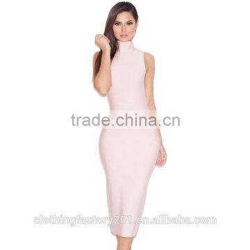 2016 New Sexy Evening Party Sleeveless Wrap High Collar Bodycon Bandagesummer Dress