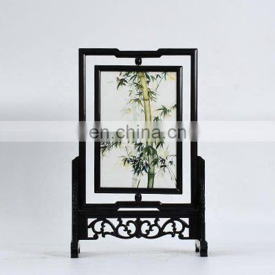 Chinese Style Craft Gift Square Screen Dual-faced Silk Embroidered Drawing Furnishing Ornaments With A Wooden Frame For Decoration photo-5