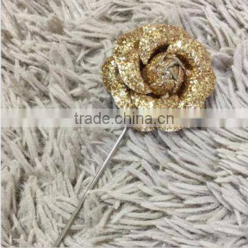 Gold Sliver Rose Boutonniere Brooch Corsage Tuxedo Wedding Prom Party Lapel Pin photo-3