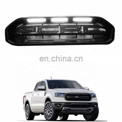 4X4 Accessories ABS Front Grille Ledlight Black Grill For Ranger T8 2018+