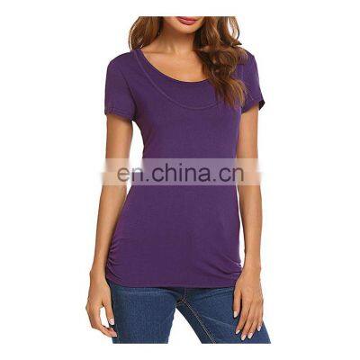 European And American Women's Fashion Popular Maternity Multi-Functional Breast Feeding Short Sleeve Shirt Women photo-3