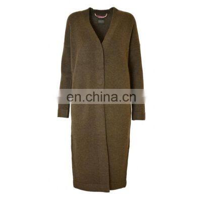 Ladies korea winter long 100% cashmere knitted coat