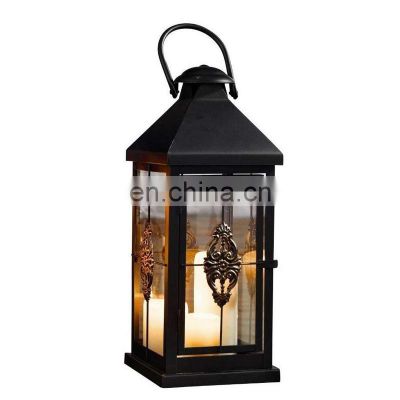 European-style Metal Hanging Stainless Steel Lantern Holder Rustic Stainless Steel Glass Lantern For Wedding