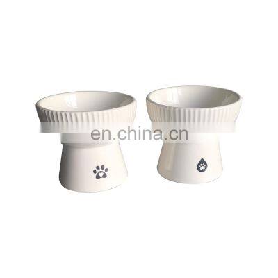Modern Custom Ceramic Elevated Raised Pet Supplies Dog Cat Dish Water Food Feeding Bowl Stand