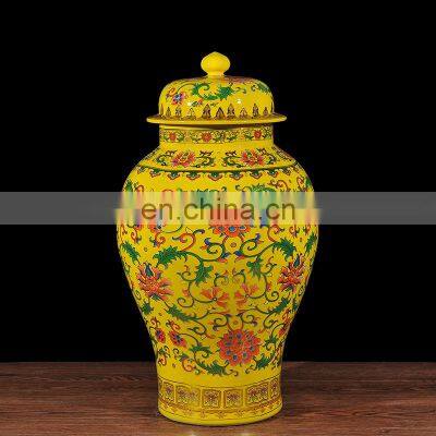 Chinese High Temperature Porcelain Solid Color Painting Ceramic Large Ginger Jars