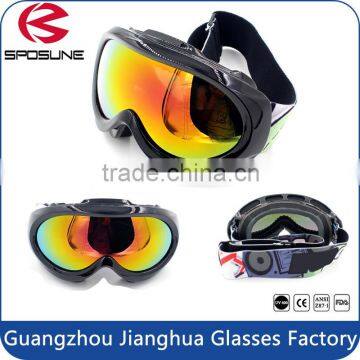 Black TPU Frame PC Dual Anti Fog Lens Snow Goggles Fashion Sport Racing Ski Glasses photo-3