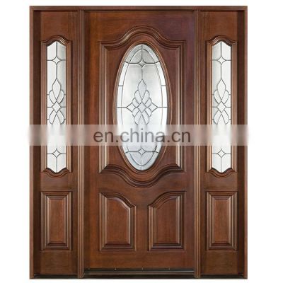 American exterior house carved solid wooden and glass entry doors with side lite