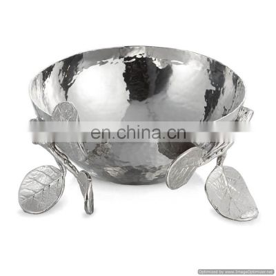 silver plated leaf stand bowl