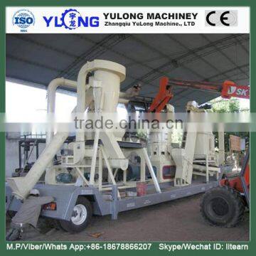 Mobile electric motor wood pellet making line installed in trailer CE