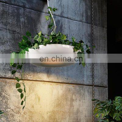 Modern Glossy White Metal E27 Hanging Pendant Light For Restaurant Living Room Plant Chandelier Light