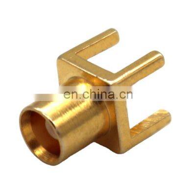 RF coaxial connector MCX jack female edge straight for PCB mount gold plated