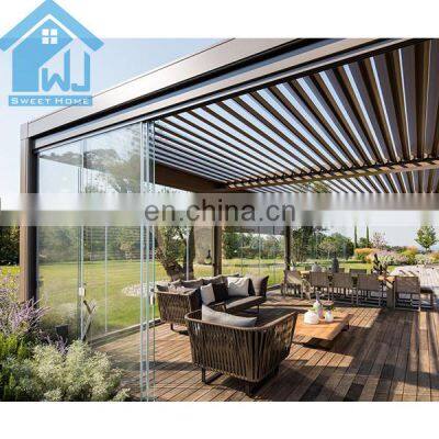 Modern Garden Gazebo Aluminum Electric Opening And Closing Patio Pergola Roof