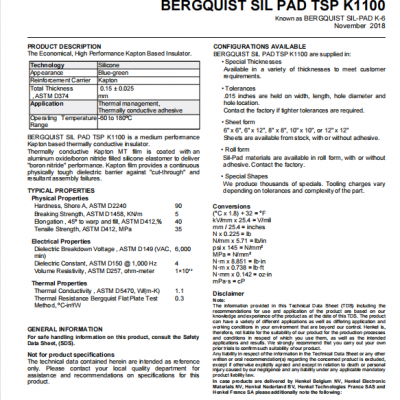 Bergquist SPK6 SIL PAD K-6 The Medium-Performance Polyimide-Based Insulator photo-3