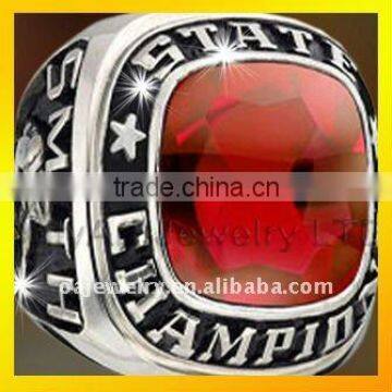 custom WORLD championship rings with big red stone