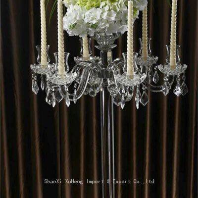 New Arrival Candlestick 6 Arms Branch Candle Holder Wedding Crystal Glass Candelabra