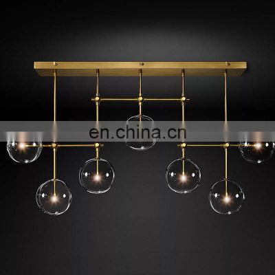 Indoor Glass Globe Mobile Linear Chandelier Decorative Lamp for Home Office and Living Room Molecule Glass Design