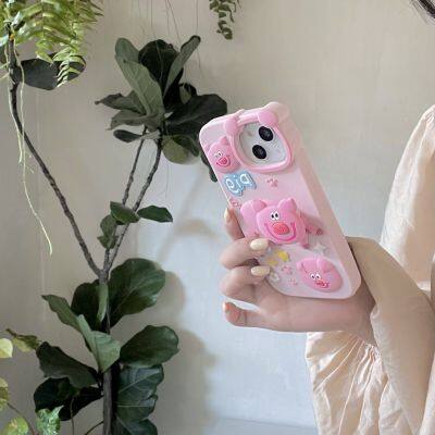 Cute Cartoon Spring Pig Head Soft Shockproof Silicone Back Cover Pink Phone Case For Iphone 13 14 15promax 15pro photo-2