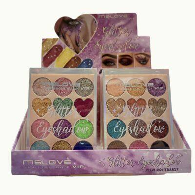 Hot sale 12 Color Glitter Eyeshadow Custom High Pigmented Chunky Glitter Eyeshadow La Sombra De Ojos