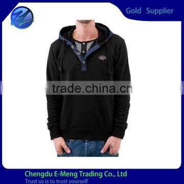 New Trendy Wholesale Silk Screen Print Black Hoodie Zip