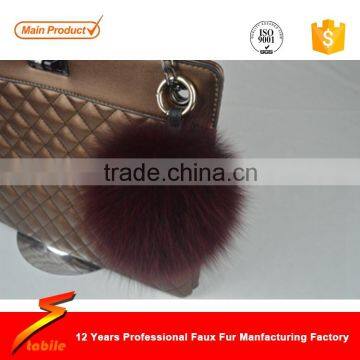 STABILE 2016 wholesale fashion design 100% twill cotton cap 19cm fur pompoms 12cm fox fur pom pom for bags